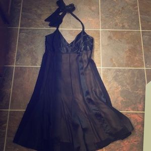 Black 100% silk halter BCBG cocktail dress
